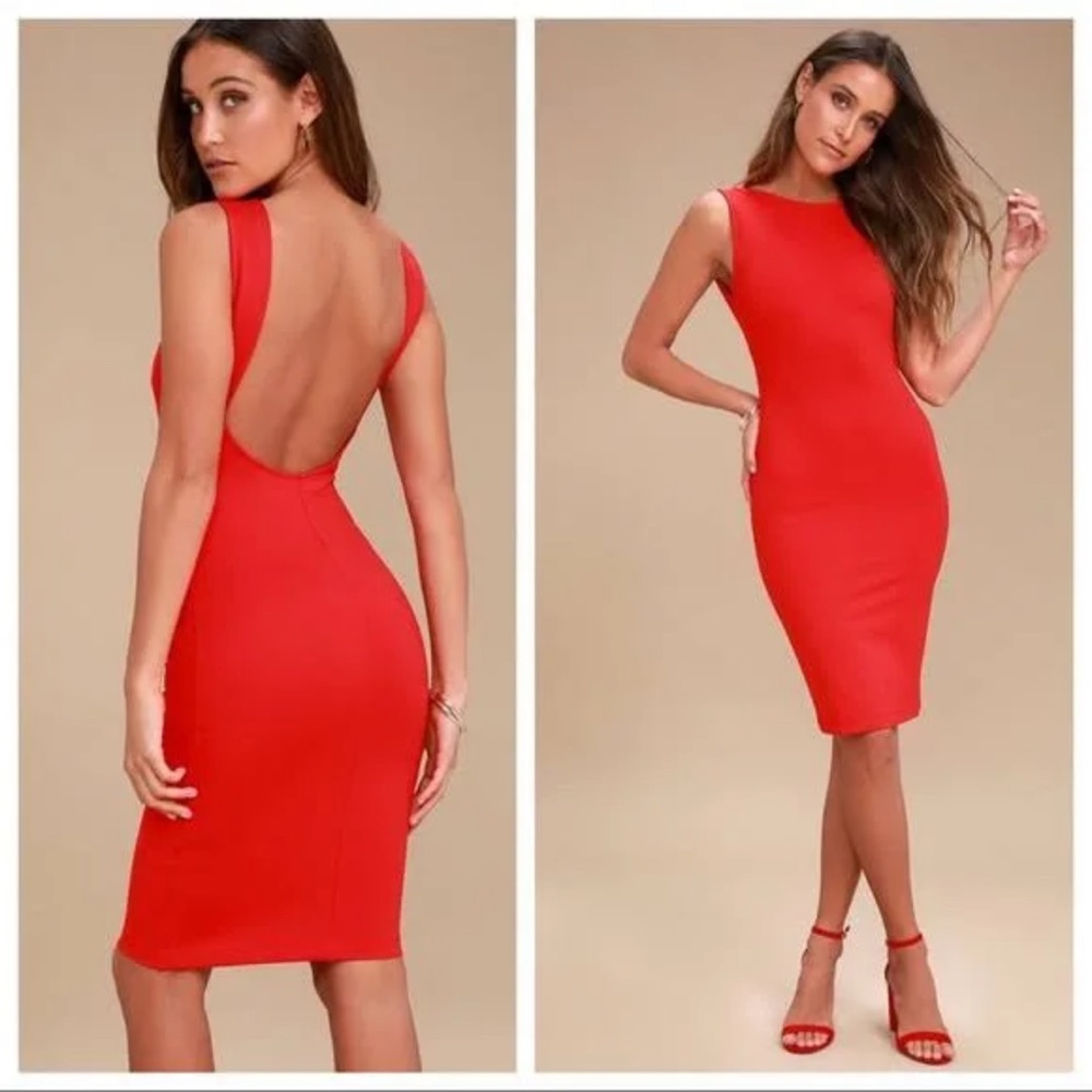 Lulus Like a lady backless midi dress red size large - Picture 2 of 5